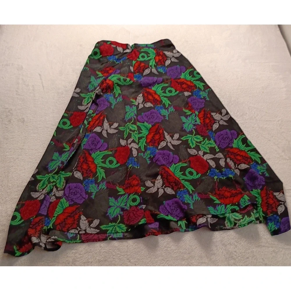 Topshop Floral Maxi Skirt Black Red Purple High Waisted Pleated Size US 4 NWOT